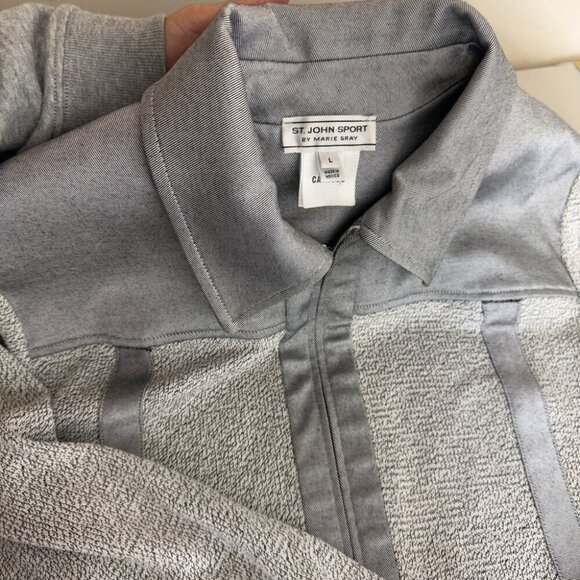 St. John Sport by Marie Gray Heathered Mixed Media Knit Jacket SIze Large - Picture 13 of 15